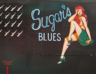 Restored "Sugar's Blues" artwork on an Avro Lancaster of the Royal Canadian Air Force (RCAF)