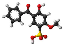 Ball-and-stick model of the sulisobenzone molecule