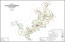 Map showing Malauna (#832) in Sumerpur CD block