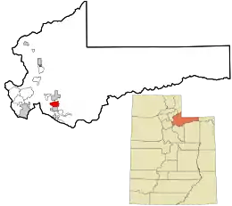 Map highlight indicating Marion township in northeastern Summit County, in southwestern Utah