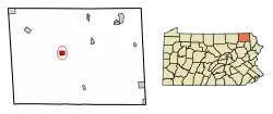 Location of Montrose in Susquehanna County, Pennsylvania.