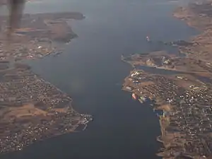 Sydney Harbour with Point Edward, Westmount, and downtown Sydney visible