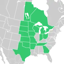 Symphyotrichum sericeum native distribution map: Canada — Manitoba and Ontario; US — Arkansas, Georgia, Indiana, Iowa, Kansas, Michigan, Minnesota, Missouri, Nebraska, North Dakota, Ohio, Oklahoma, South Dakota, Tennessee, Texas, and Wisconsin.