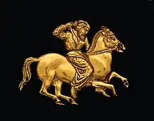 A gold plaque depicting a Scythian rider with a spear in his right hand, 2nd century BC.