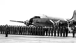 Douglas C-54 Skymaster with cadets before initial flight