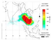 Mount Pinatubo 1991 sulfur dioxide.