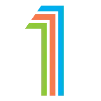 Numeral "1", made up from three lines in green red and blue respectively