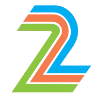 Numeral "2", made up from three lines in green red and blue respectively