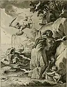 Engraving after Abraham van Diepenbeeck, The Rescue of Andromeda (1632–1635), from M. de Marolles, Tableaux du Temple des Muses (Paris, 1655), is unusual in showing Andromeda as dark-skinned.