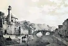 Saheb-ol-Amr Mosque and Quru river, Eugène Flandin 1841