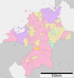 Location of Tachiarai in Fukuoka Prefecture