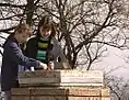 Gnomon of Sundial near entrance to Depaldo stone stairs in Taganrog (photo 2002).