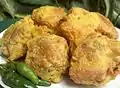 Tahu isi, Indonesian fried tofu filled with vegetable, shrimp, or chicken served with bird eye chili and sweet shrimp paste