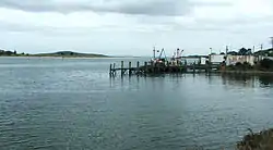 Fishing boats moored at Taieri Mouth