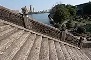 Stone carvings on the fence