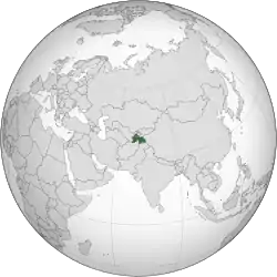 Location of Tajikistan (green)