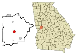 Location in Talbot County and the state of Georgia