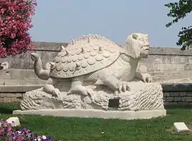 Tarasque sculputre near King René's castle in Tarascon