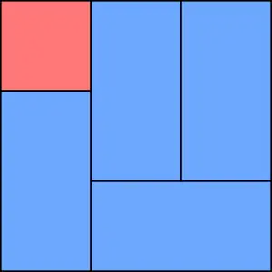 One possible auspicious layout of a 4+1⁄2 mat room   Half mat  Full mat