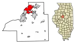 Location of East Peoria in Tazewell County, Illinois.