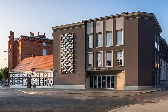 Renovated building viewed from the Brda river