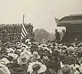 Republican vice presidential nominee Theodore Roosevelt on a whistle-stop during the 1900 presidential election