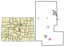 Location of the Goldfield CDP in Teller County, Colorado.