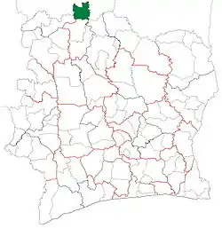 Location in Ivory Coast. Tengréla Department has retained the same boundaries since its creation in 1980.