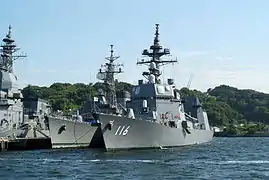 JS Teruzuki, JS Sawayuki, JS Asuka at Yokosuka on 2 June 2013.