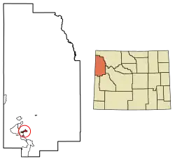 Location of Jackson in Teton County, Wyoming