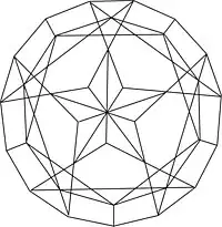 A line drawing showing the five-pointed star feature in the pavilion of the Lone Star gemstone cut.