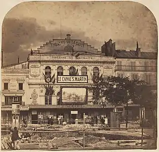 The Théâtre de la Gaîté, located on the Boulevard du Crime until 1862, showed popular programs of vaudeville and melodrama.