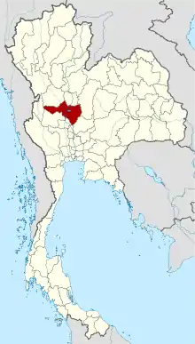 Map of Thailand highlighting Nakhon Sawan province