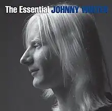 Black-and-white head shot of Johnny Winter