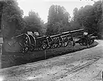 German artillery captured during the Battle of the Somme.  The tall gun in the center without wheels is either a C/79 or C/80.