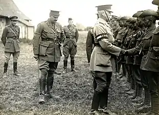 General Sir James Willcocks meets Indian officers near Merville, France