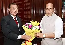 Kumar with Minister of Defence (India) Shri Rajnath Singh in 2014