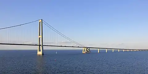 The East Bridge at sunset seen from a ship