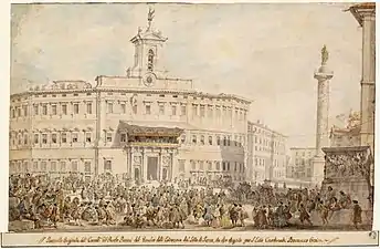 The Lottery in Piazza di Montecitorio (1743-44), Pen, ink, watercolor, graphite,  34 x 54.5cm., Metropolitan Museum of Art