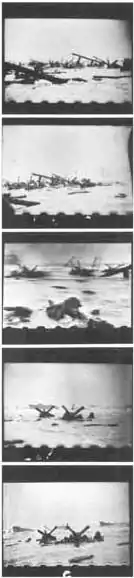 A negative strip of the black and white images