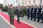 Indian Minister of State for Defence M. M. Pallam Raju inspecting the guard in October 2009.