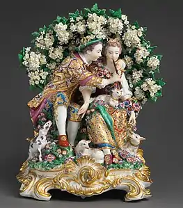 Rococo - The Music Lesson, by the Chelsea porcelain factory, c.1765, soft-paste porcelain, Metropolitan Museum of Art