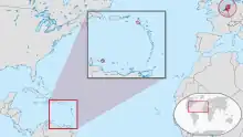 Relative distance between mainland Netherlands in Europe and the Caribbean Netherlands