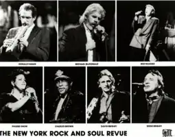 Monochrome photos of Donald Fagen, Michael McDonald, Boz Scaggs, Phoebe Snow, Charles Brown, and David and Eddie Brigati