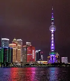 The Oriental Pearl Tower at night