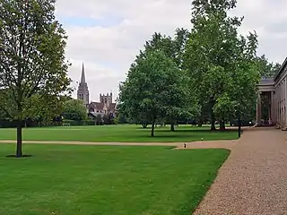 The Paddock, the green space between the trees. The church on the skyline is on Lensfield Road.