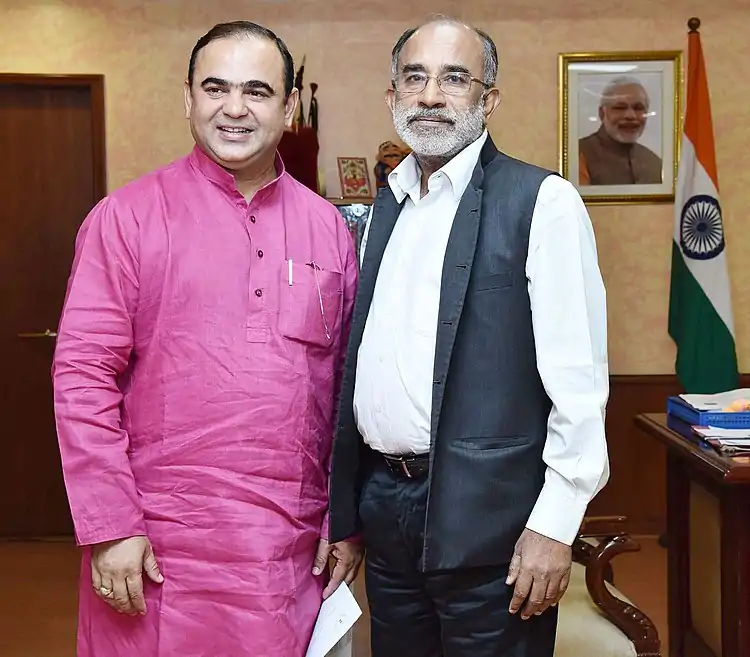 The Tourism Minister of Maharashtra, Shri Jaykumar Rawal calling on the Minister of State for Tourism (IC), Shri Alphons Kannanthanam, in New Delhi on May 31, 2018.JPG