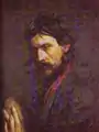 Yale University Art Gallery.The Veteran: Portrait of George Reynolds (c.1886). Irish-born. Civil War veteran, recipient of the Medal of Honor. Widower. Entered PAFA in 1882. The diver in Swimming. First curator of ASL. Became an illustrator. Died NYC, 1891 (age 52).