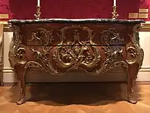 Antoine Gaudreau – This highly-important commode, with gilt-bronze mounts by Jacques Caffieri, was delivered in April 1739 for King Louis XV's Bedchamber at the Palace of Versailles.