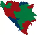 Map of the first Bosniak proposal on federalisation of Bosnia and Herzegovina, from 25 June 1991.